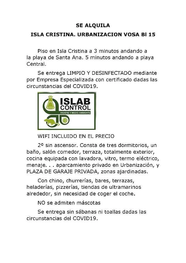 公寓 Urb Vosa. Piso Amueblado. Wifi. Aa. 3 Dormitorios. Con Plaza De Garaje 克莉丝蒂娜岛 西班牙